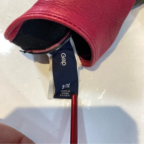 Gap Ladies Pink and Black Leather Gloves Size S M - Picture 4 of 7